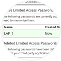 Instrucciones Contraseñas de Acceso Limitado: paso 6 - Visualización